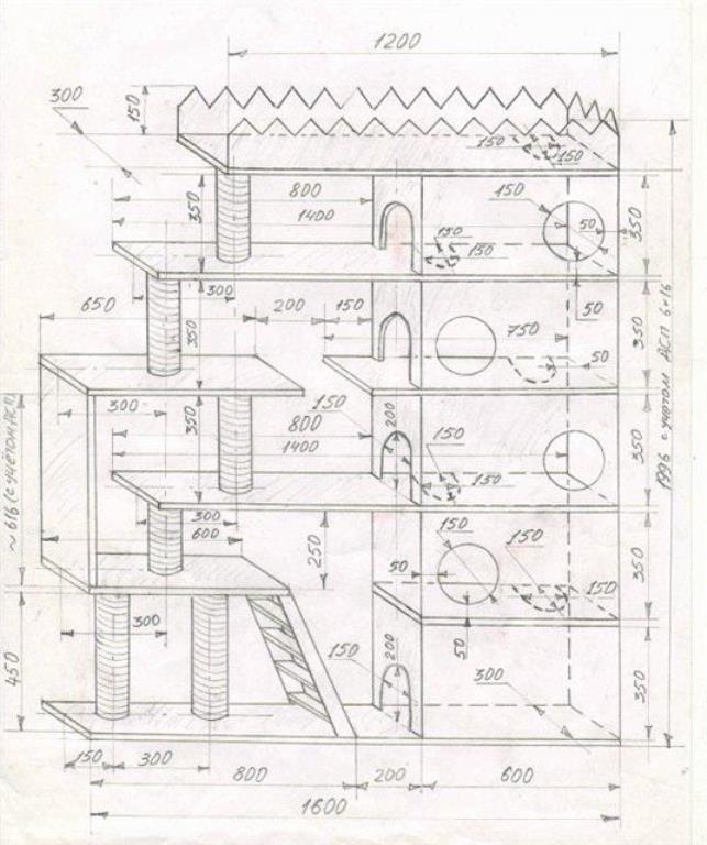 Игровой комплекс для кошки. Чертеж