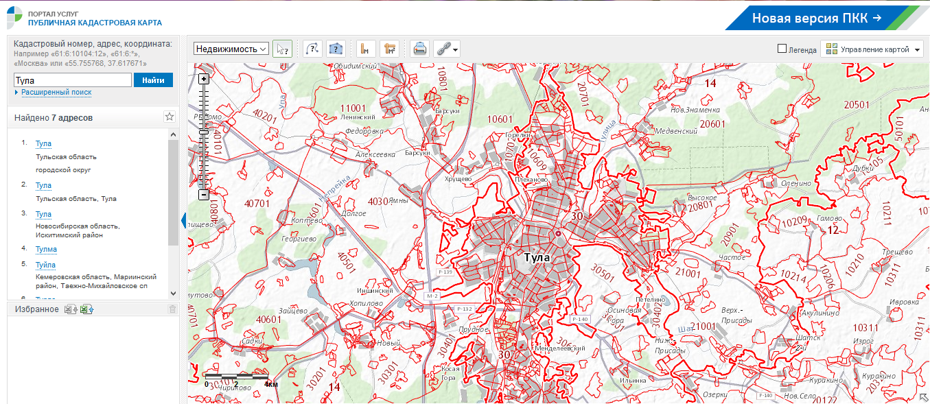 Публичная кадастровая карта земельных участков
